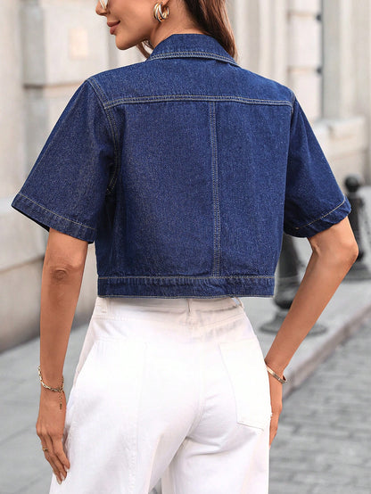 Stadsblauw Korte Denim Top